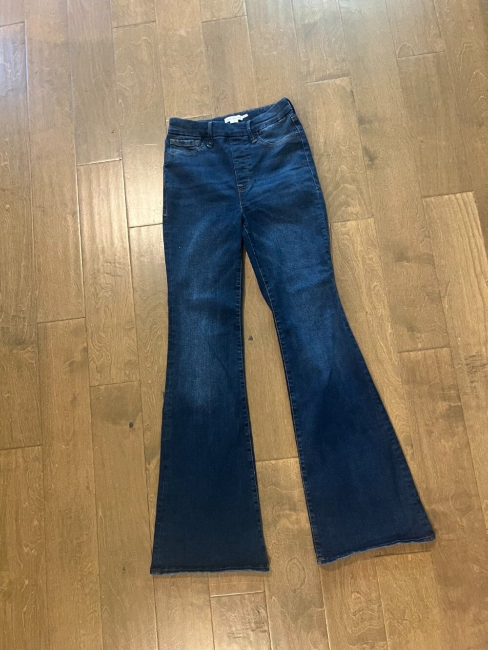 Good American Pull-On Flare Jeans — Size S — Indigo — High Rise Bell Bottoms